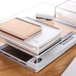 Paper Organizer Tray, Acrylic File Storage for Desk, Enlarged 4 Tiers Trays, Clear Letter Tray for Office Accessories (Multiple 4 Tier Enlarged)